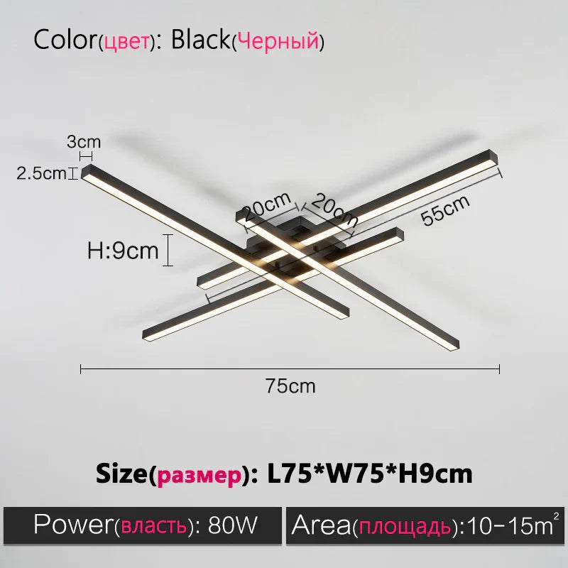 Decorbites™ Schwarze LED-Deckenleuchte Chandelier: Nordisch-minimalistisches Quadratisches Schlafzimmer-Wohnzimmer-Beleuchtung