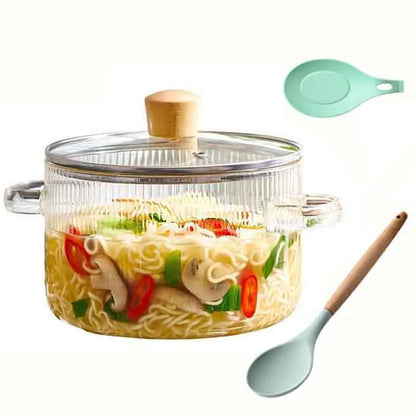 Decorbites™ hitzebeständiger Glas-Kochtopf mit Deckel - 1,6 l | Vielseitiger Suppen- und Brühtopf