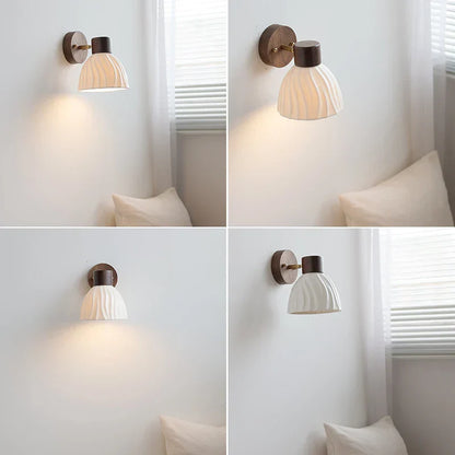 Decorbites™ LED-Wandleuchte Modern Nordisch Drehbare Leselampe Weiß Keramik Holz