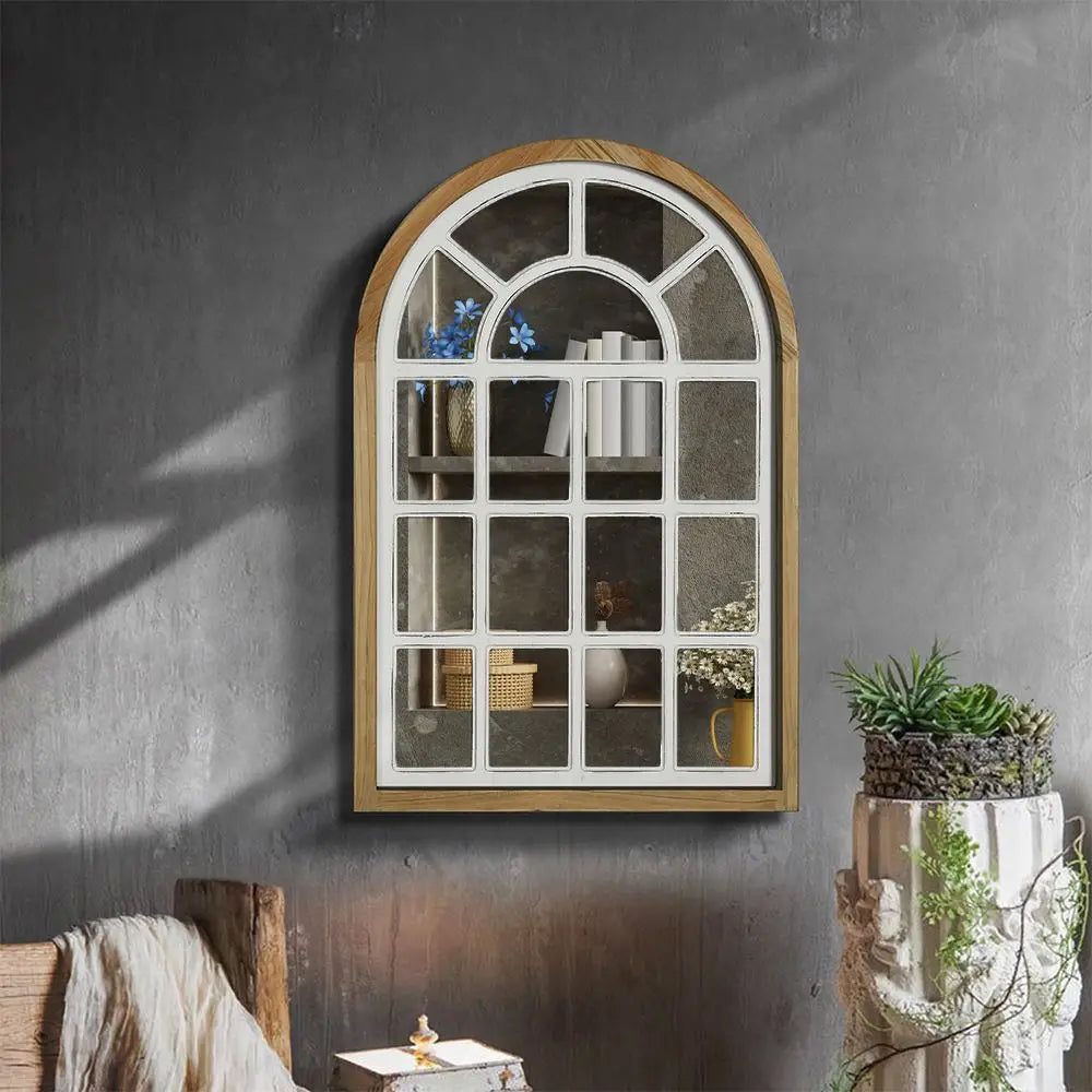 Decorbites™ gotisches Rosettenfenster-Schnitzspiegel für Wanddekoration im Wohnzimmer oder Schlafzimmer
