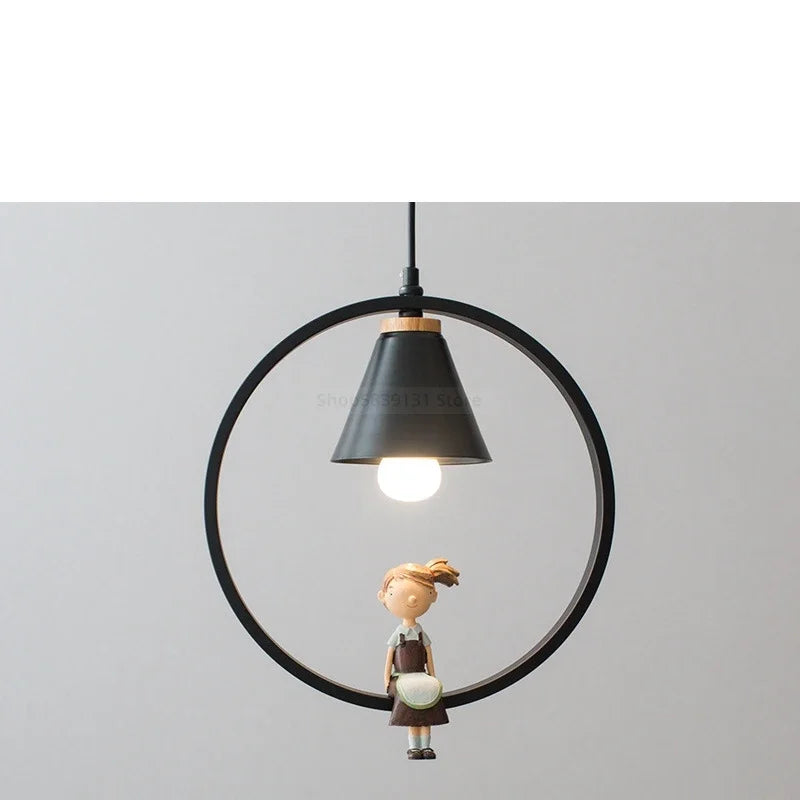 Decorbites™ Eisenring-Anhängerleuchten Kinder-Schlafzimmer Hängelampen LED-Vogelarmaturen
