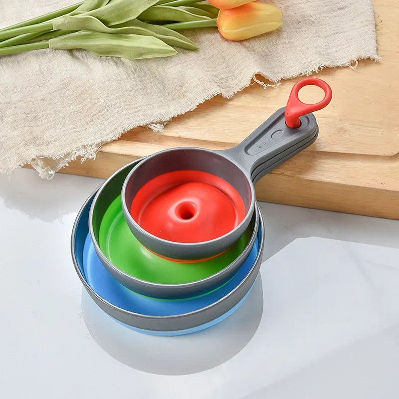 Decorbites™ Küchen-Trichter-Set: Weit-/Schmalhals, klappbar, dreiteilig für Marmelade, Ölablass & mehr