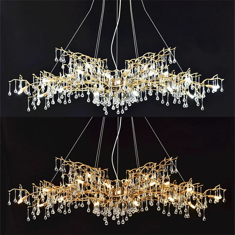 Gold Crystal Villa Chandelier 260x80x70cm