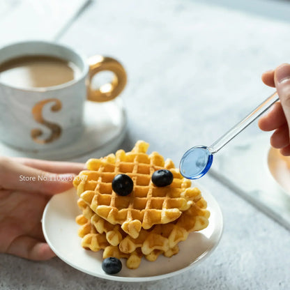 Decorbites™ hitzebeständiges Glaslöffel-Set für Kaffee, Dessert & Gewürzglas, Teelöffel