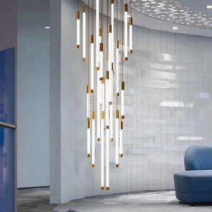 Modern Staircase Pendant Chandelier in Black or Gold