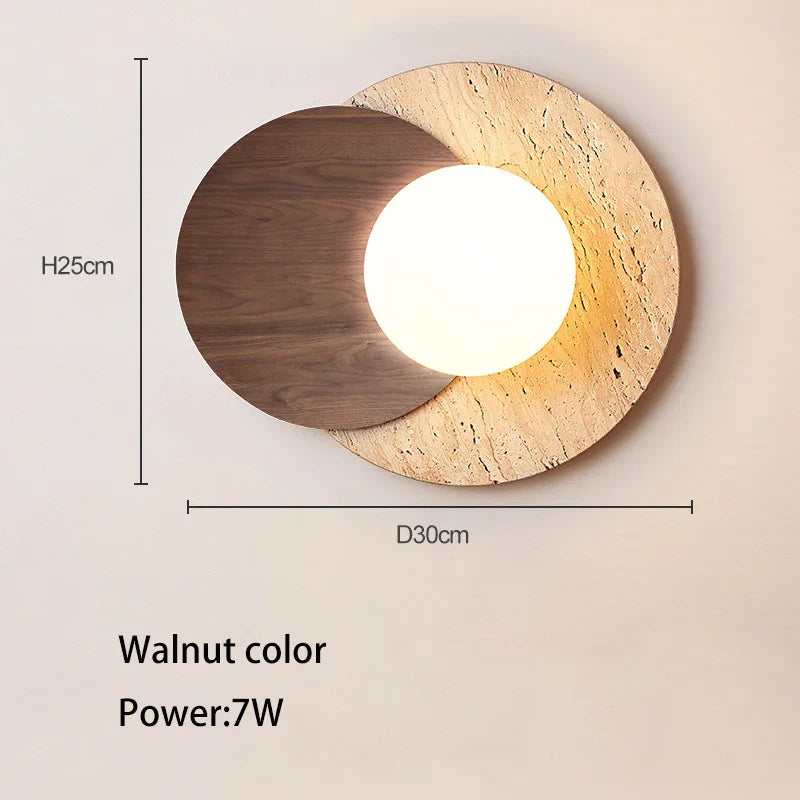 DecorBites™ Cream Style Bedroom Wall Lamp Stone Wood Wabi-sabi Decor G9 Bulb Soft Light