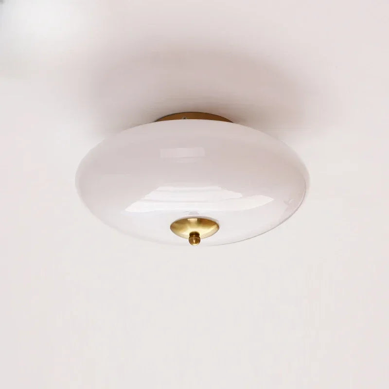 DecorBites™ Cream White Glass Ceiling Lamp | LED Bauhaus Dining Room Decor