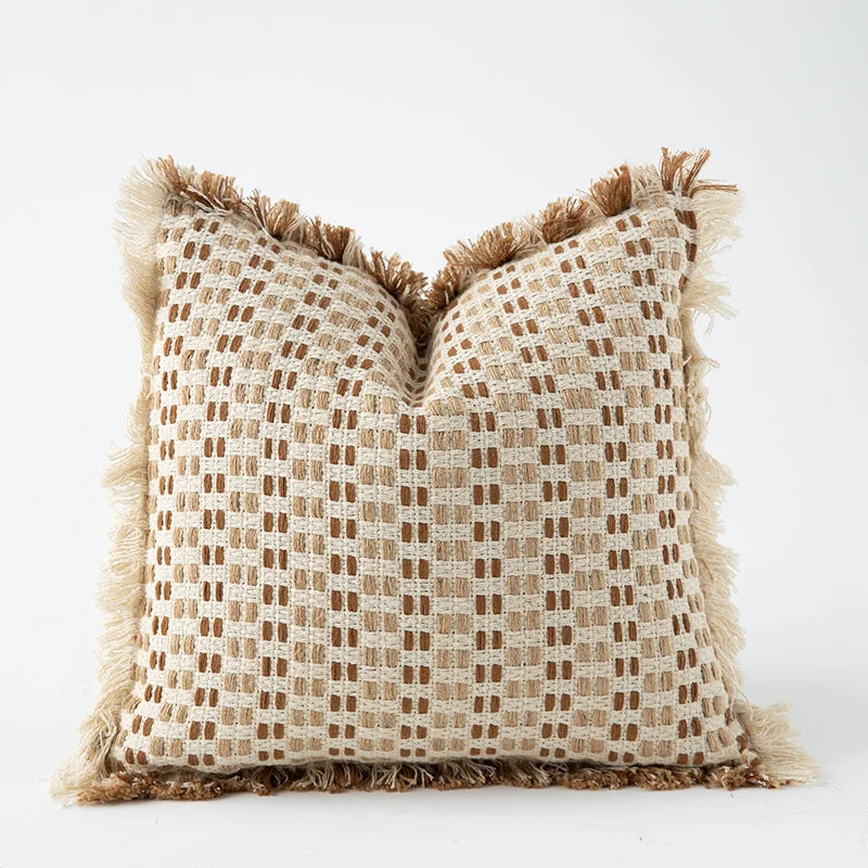 DecorBites™ Ivory Tawny Rabbit Fur Handmade Throw Pillow Covers - Modern Luxury Decor
