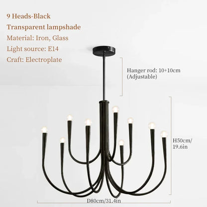 Decorbites™ Französischer Stil Schwarzes Anhängerleuchte Luxuriöse LED-Kronleuchter Raumdekoration