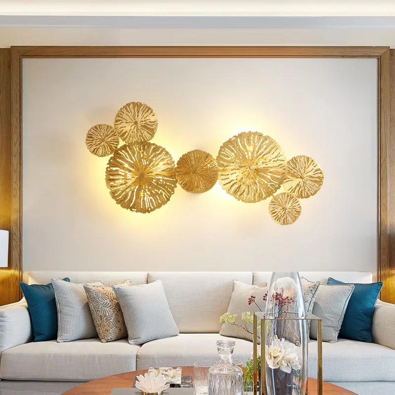 Gold Copper Floral 6-Head Dining Wall Sconce
