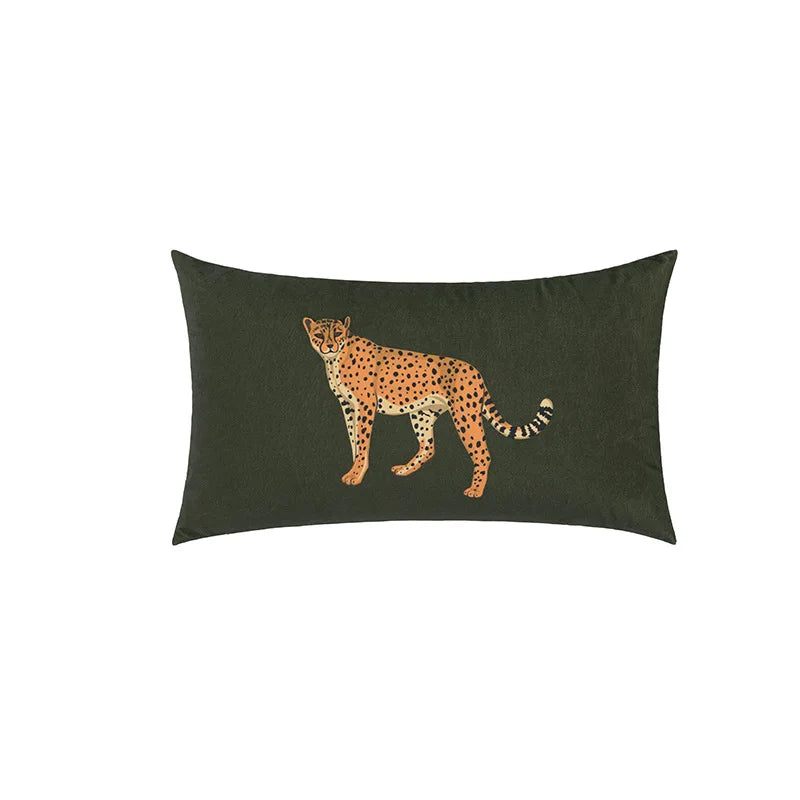 DecorBites™ Jungle Cartoon Print Velvet Cushion Cover - Hawaiian Decor for Sofa