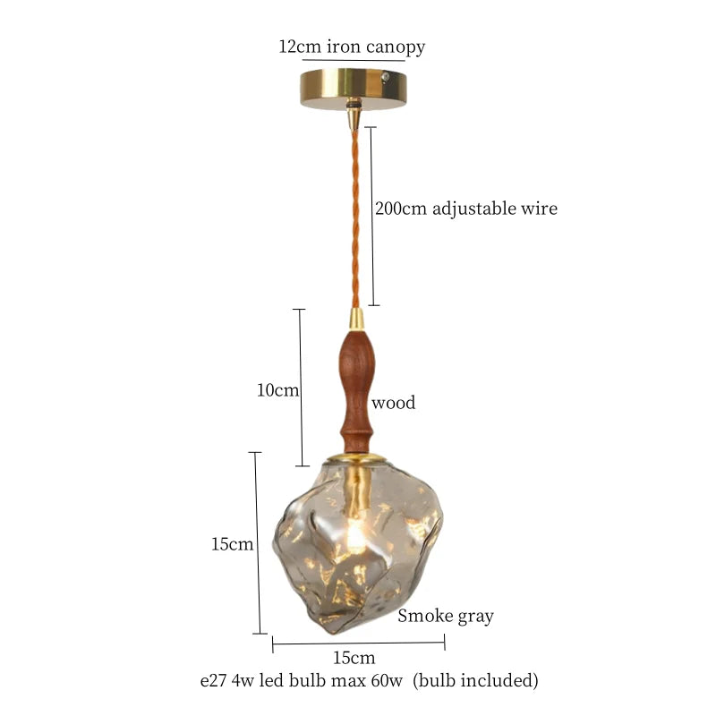 DecorBites™ Cracked Glass LED Pendant Light for Cafe Bar Kitchen Living Room