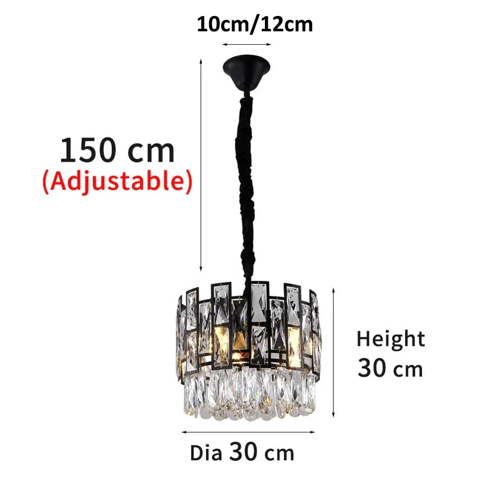 Decorbites™ Kristall-LED-Kronleuchter Schwarze Runde Pendelleuchte für Wohnzimmer Esszimmer Innenküche Schlafzimmer