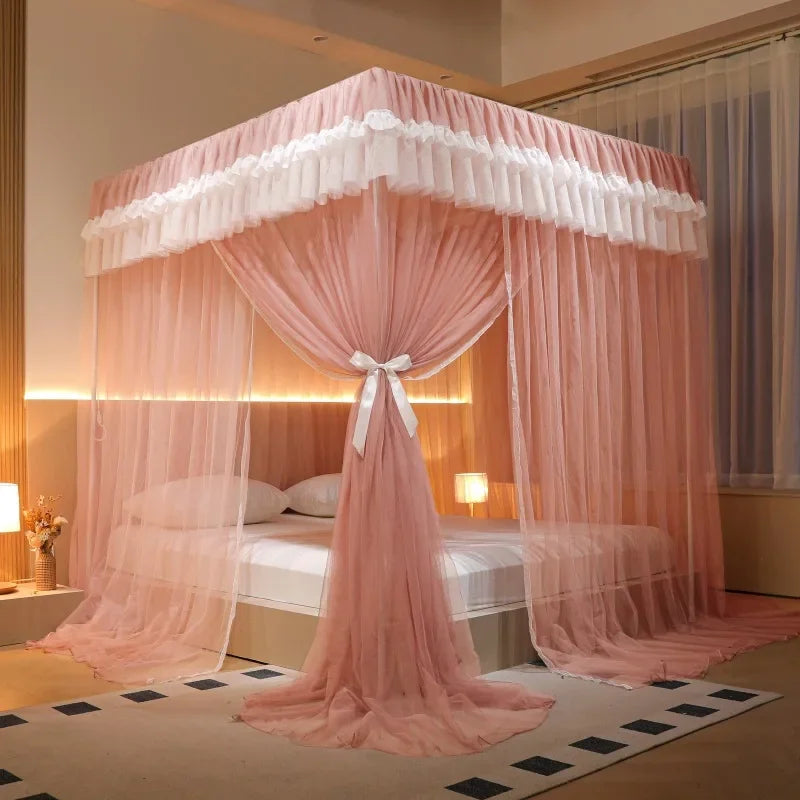 Decorbites™ Koreanische Prinzessin-Rechteck-Überdachung mit Farbblockfalten & Halterung