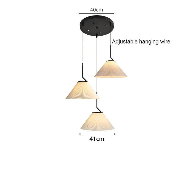 DecorBites™ Cream LED Pendant Light Nordic Pleated Chandelier for Home Decoration