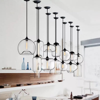 Handmade Glass Nordic Pendant Light With Chrome Finish