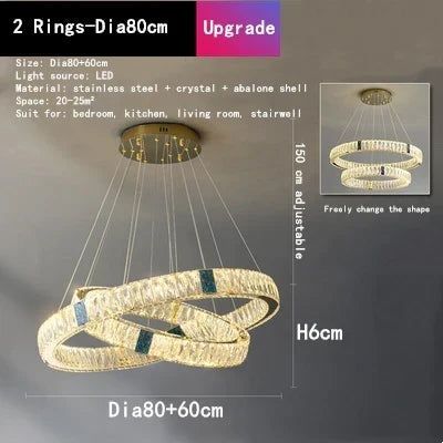 DecorBites™ Crystal LED Chandelier for Kitchen Dining Room Duplex Villa Lighting Fixtures