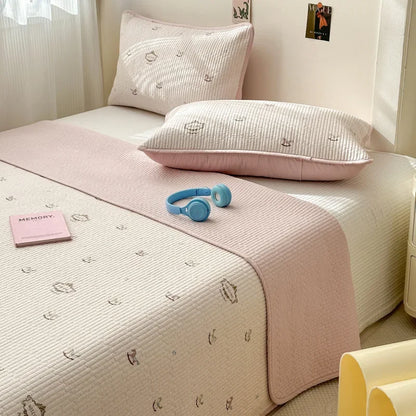 DecorBites™ Double-Sided Cotton Bed Cover Quilted Tatami Mat, Soft & Anti-Slip Mattress