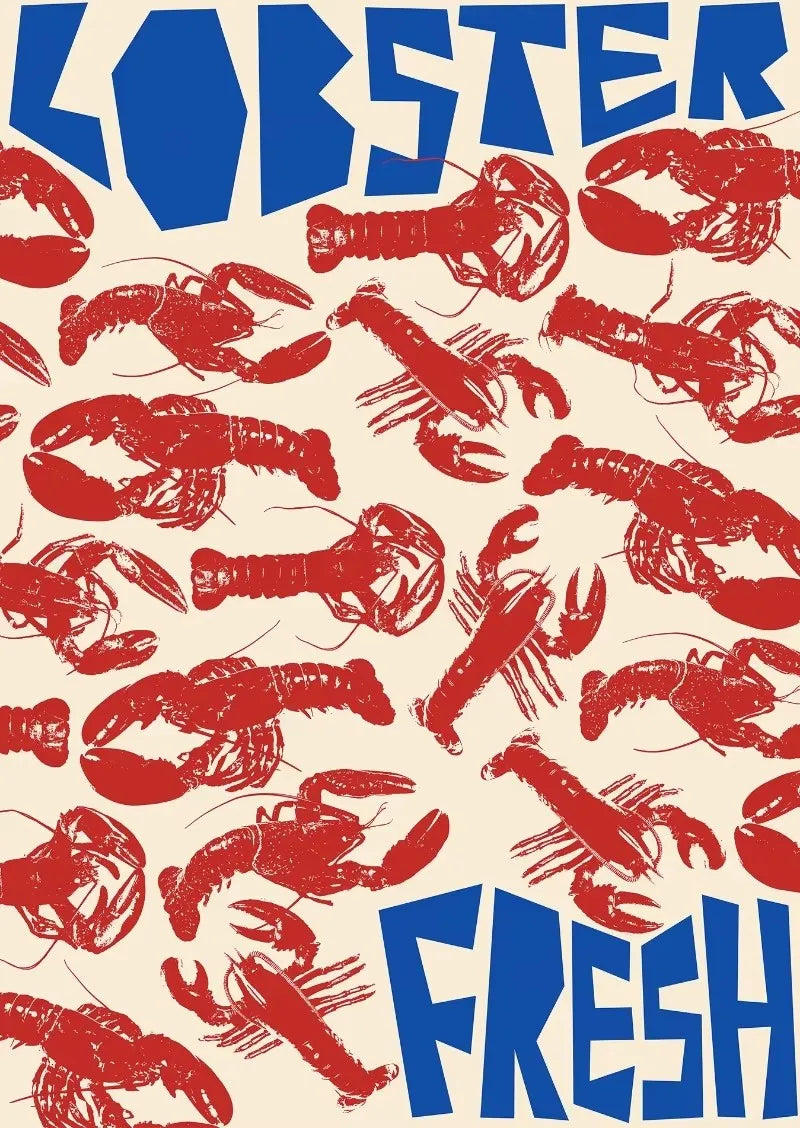 Colorful Sardine Lobster Crab Fish Ocean Animal Poster Canvas Painting Vintage Wall Art For Kitchen Living Room Home Decoration