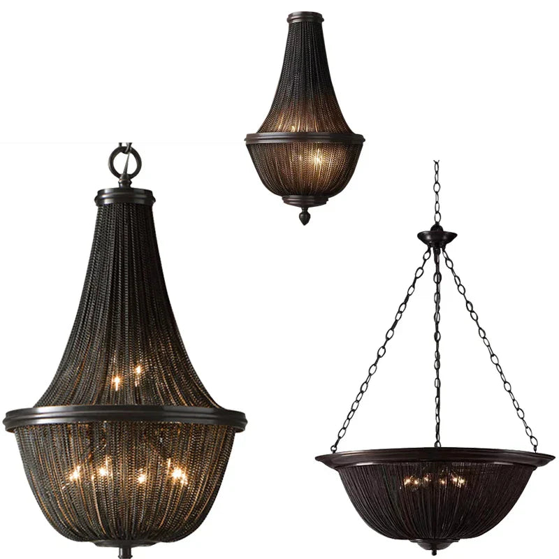 Decorbites™ Schwarze Aluminium-Ketten-Quaste-Hängeleuchte - Dimmbare Klassische Kronleuchter