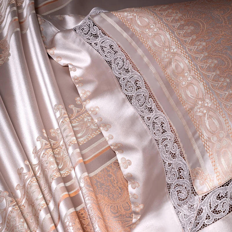 DecorBites™ Damask Jacquard Egyptian Cotton Luxury Bedding Set