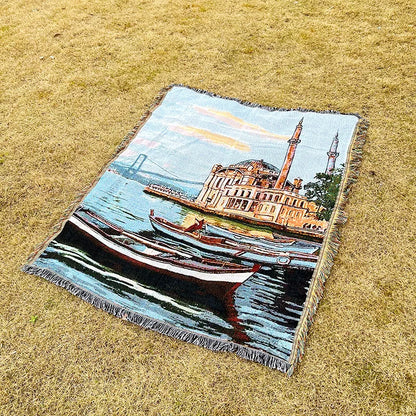 DecorBites™ Linen Cotton Bohemian Jacquard Sofa Blanket