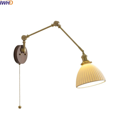 DecorBites™ LED Wall Lamps Pull Chain Switch Modern Stair Light Fixtures, Ceramic Copper