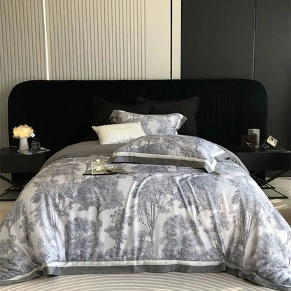 DecorBites™ Jungle Print Flowers Bedding Set: Silky Soft Duvet Cover, Sheet Set, Pillowcase