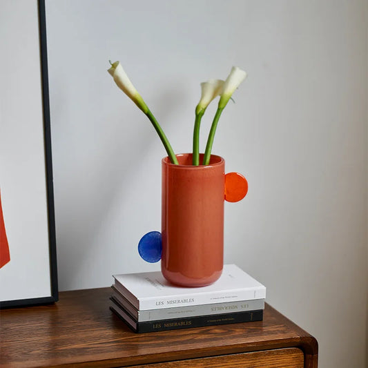DecorBites™ Geometric Glass Vase - Colorful Home Decor Accent