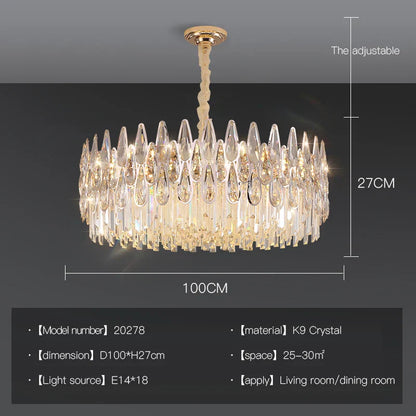 Decorbites™ Kristall-LED-Kronleuchter | Langes Treppenhaus-Villa-Licht | Moderne Luxus-Säulenlampe