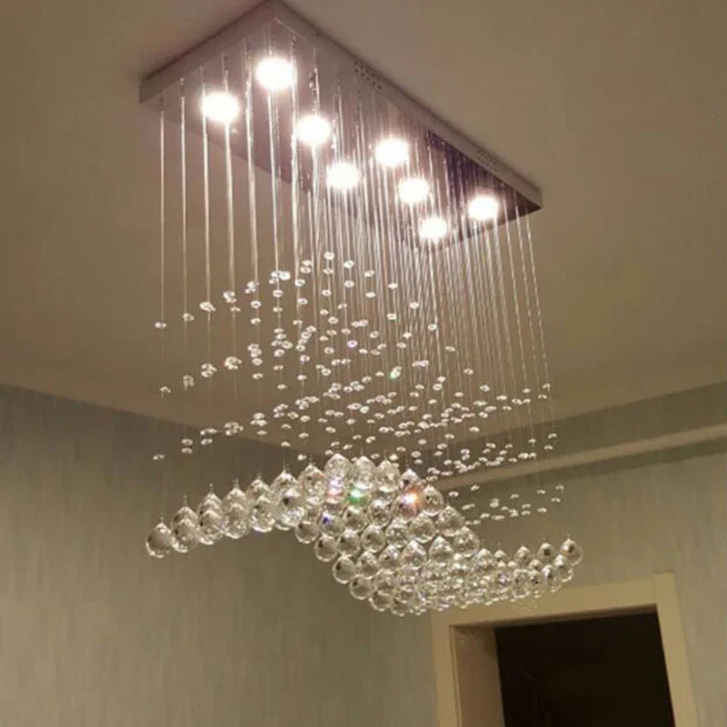 Decorbites™ Kristall-LED-Kronleuchter: Stilvolles rechteckiges Pendellicht für Zuhause, Büro und Café