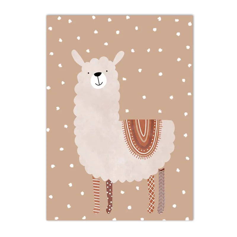 Alpaca Unicorn Rainbow Bear Heart Poster Alphabet Quotes Prints Boho Nursery Wall Art Canvas Painting Pictures Kids Room Decor