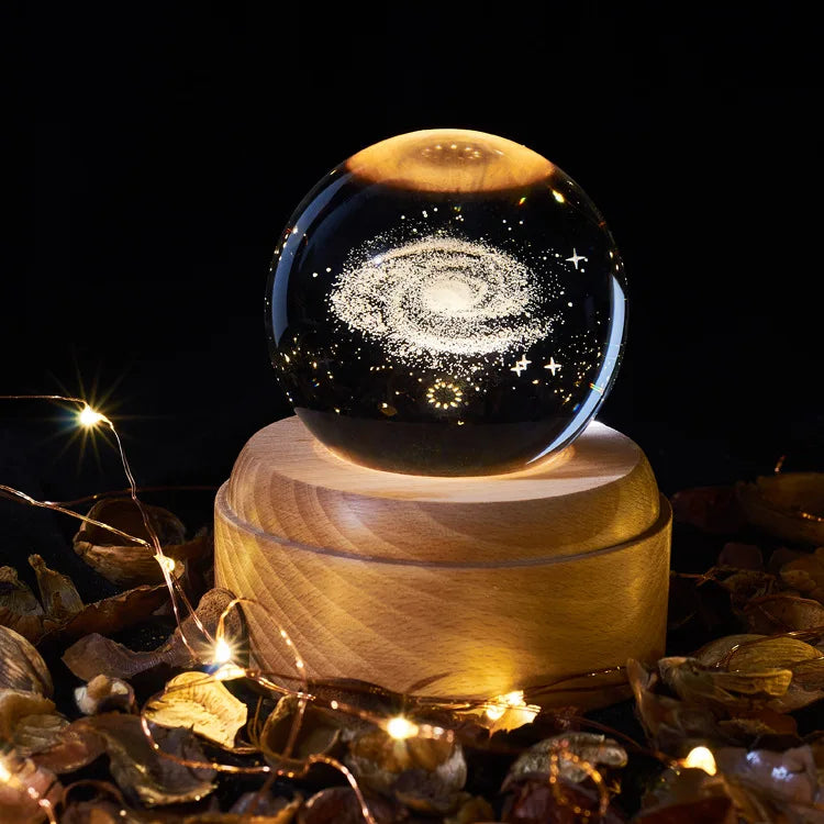DecorBites™ Crystal Ball Music Box: Rotating Light Projection, Birthday & Valentine's Day Gift