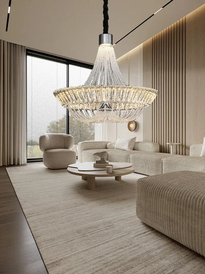 DecorBites™ Crystal Ceiling Chandelier - Elegant Two-story Room Decor