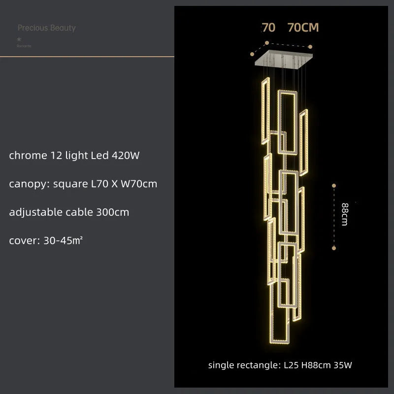 Decorbites™ Kristall-LED-Hängeleuchte Luxus-Treppenleuchte Moderne Leuchtenarmatur