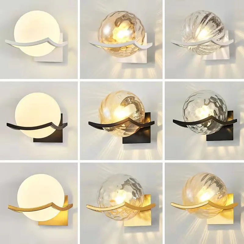 Gold Glass Ball Wall Lamp Sleek Modern Design