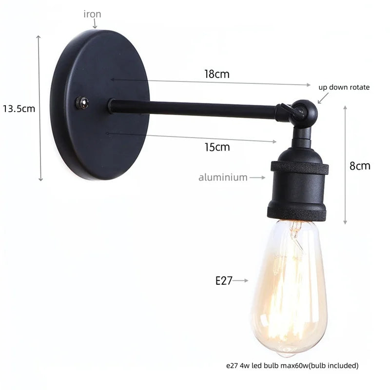 Decorbites™ LED-Wandleuchten Badezimmerspiegel Treppenleuchte Industrie Vintage Wandlampe