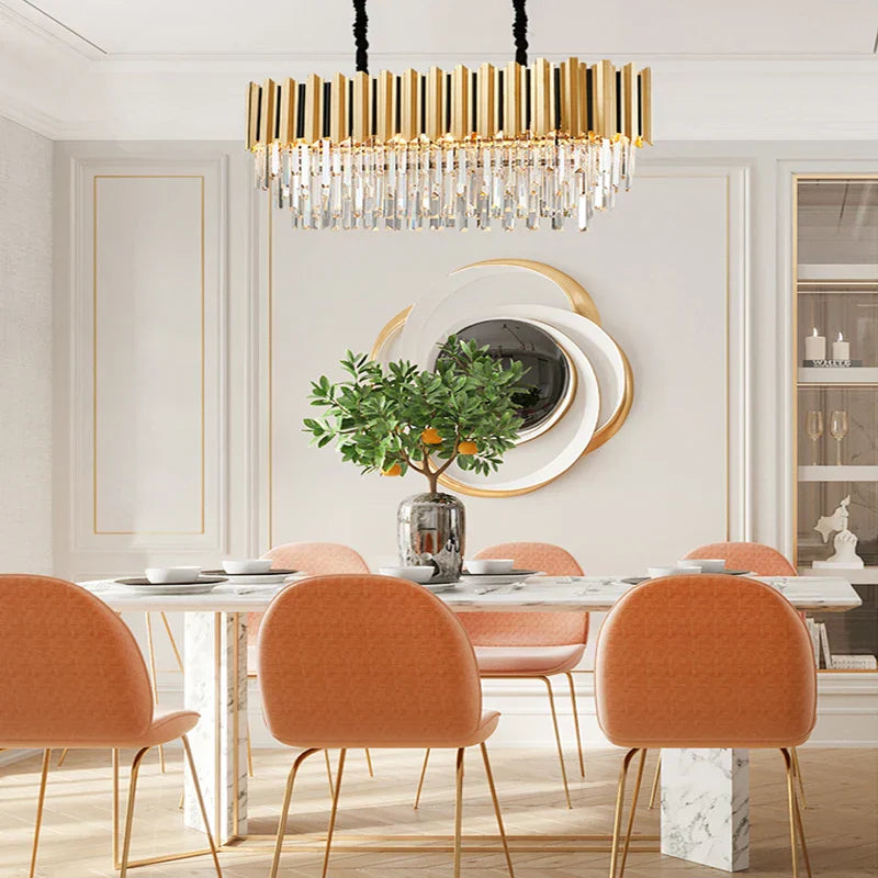 Gold Crystal Chandelier Stainless Steel Oval100cm