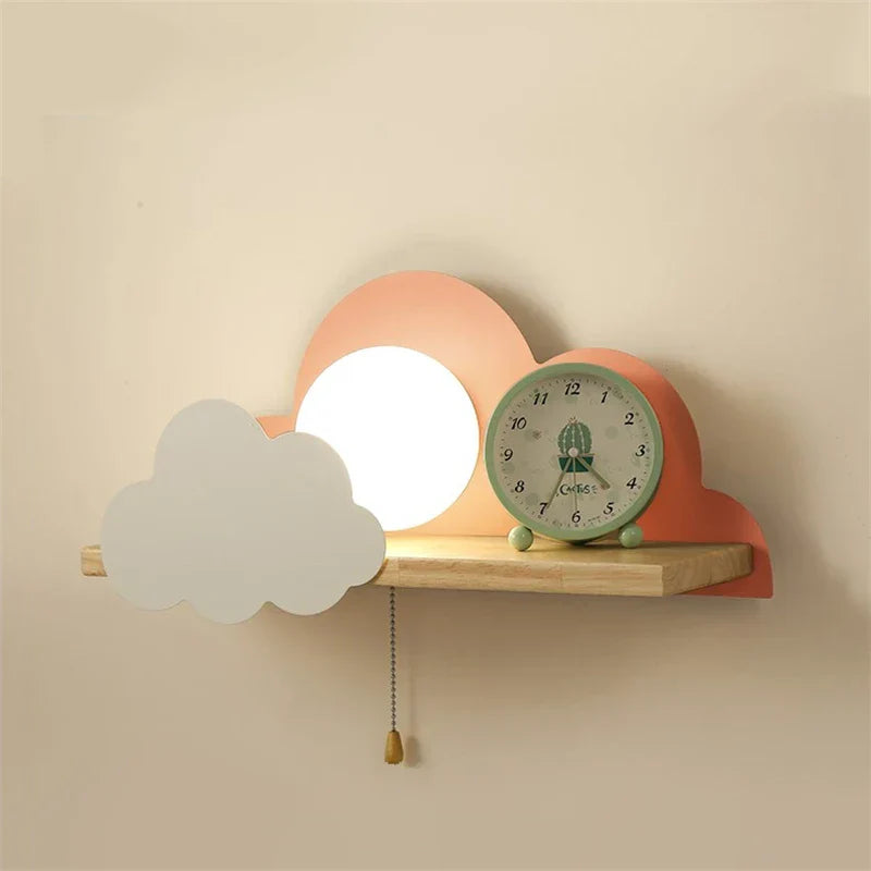 Decorbites™ Wolkenmond-Wandleuchte mit Zugschalter, Cartoon-Stil für moderne Heimdekoration