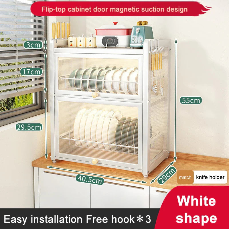 DecorBites™ Double-layer Kitchen Dish Drying Rack with Chopstick Cage and Tableware Basket