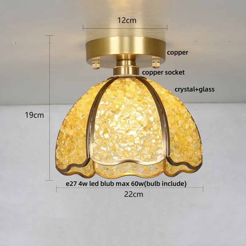 DecorBites™ Crystal Glass LED Ceiling Light Copper Canopy Nordic Modern Design