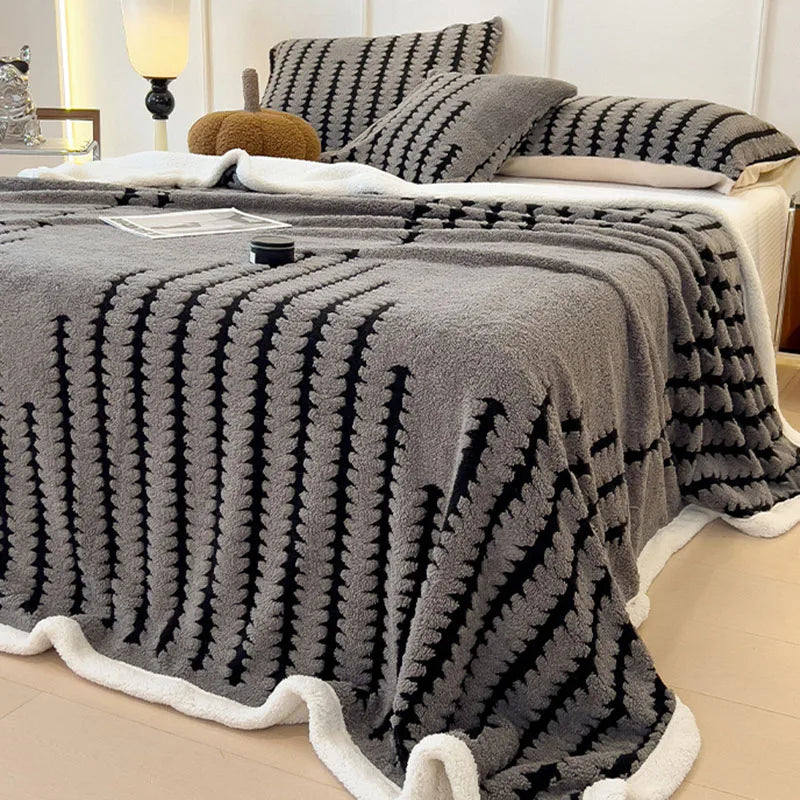 Decorbites™ Jacquard-Decke: Winterverdickte Lammwoll-Nap-Shawl für das Wohnzimmer