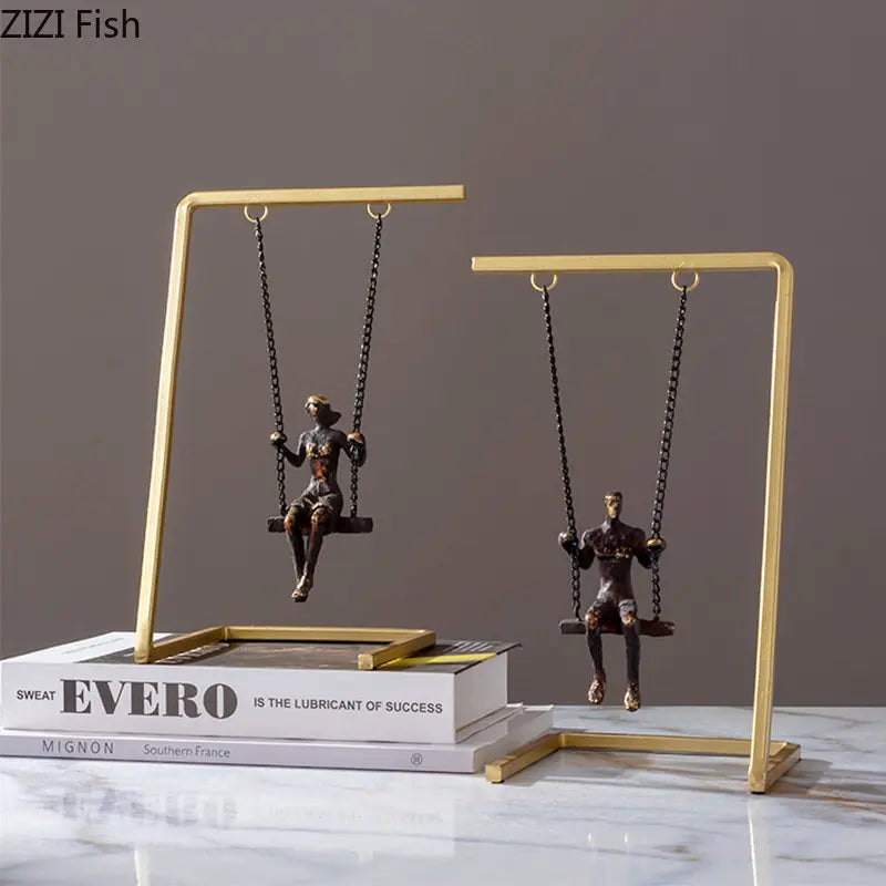 Decorbites™ Goldener Schaukel-Metallskulptur Schreibtisch-Dekoration - Moderne Heimdekoration