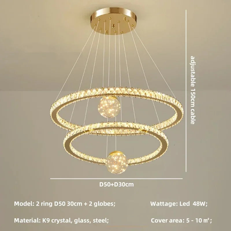 Decorbites™ Kristall-LED-Kronleuchter: Moderne Pendelleuchten für das Wohnzimmer, Glasglobus-Hängeleuchte