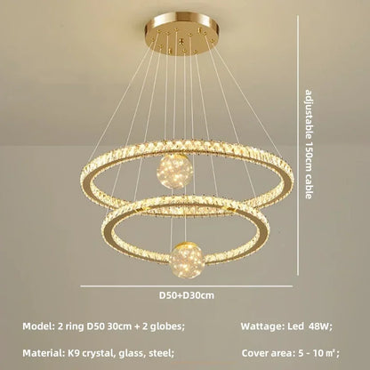 Decorbites™ Kristall-LED-Kronleuchter: Moderne Pendelleuchten für das Wohnzimmer, Glasglobus-Hängeleuchte