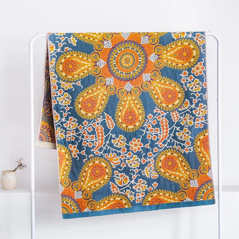 Decorbites™ Baumwolltuch - Boho-Blumenmuster - Saugfähig & Schnelltrocknend - Große Größe 80x160 cm