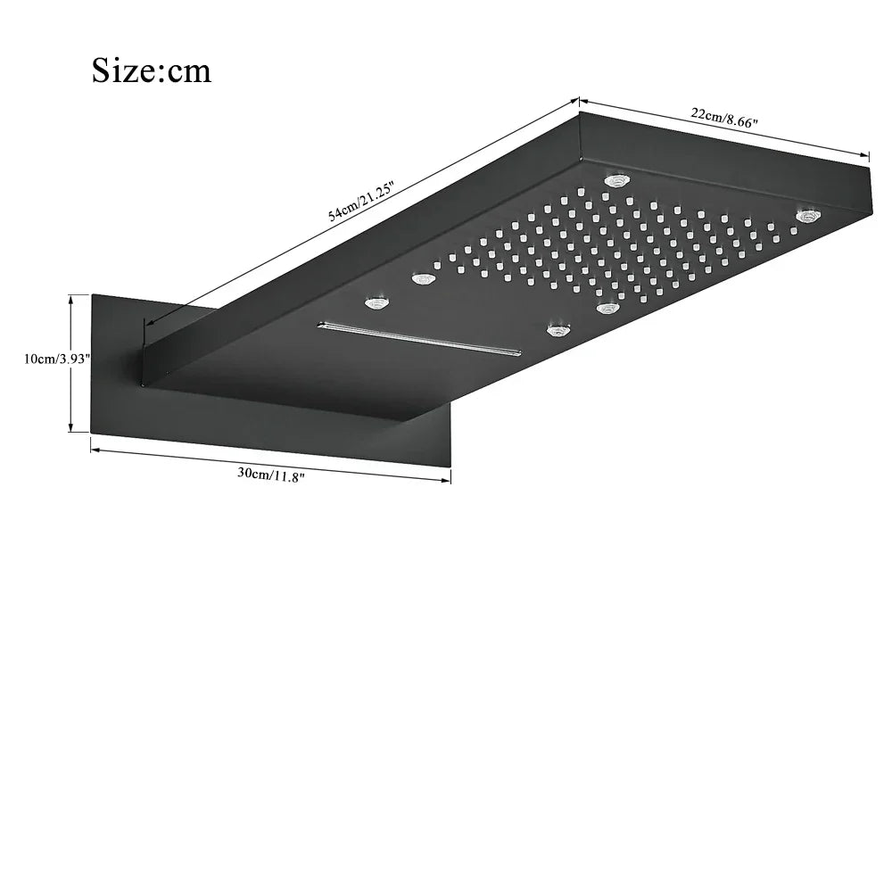 Decorbites™ LED-Wasserfall-Duschkopf 54*22 cm quadratisch Wandmontage Badezimmerarmatur