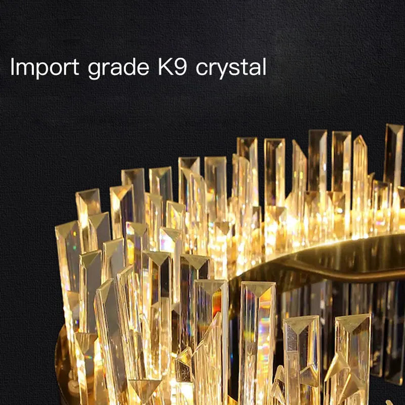DecorBites™ Crystal Chandelier: Nordic Light Luxury Round Pendant for Living & Dining Rooms