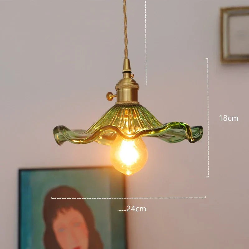 DecorBites™ Green Glass LED Hanging Light Fixture Copper Socket Modern Pendant Lamp