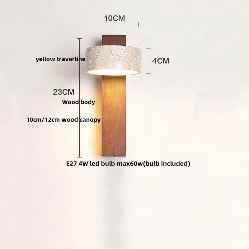 Decorbites™ LED Wandlampe 2 Glasball Weiß, Gelber Travertin-Stein Innenbeleuchtung